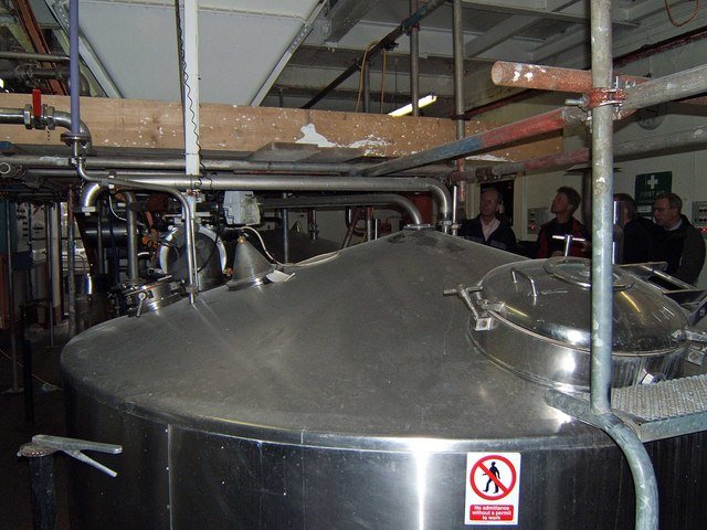 Brewery "coppers" — the boil kettles where wort is boiled with hops. The traditional name survives even now that the vessels are stainless steel.